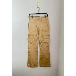 Caché Women’s Deadstock Gold Metallic Y2K Cargo Mid Rise Pants NEW‎ Sz 0